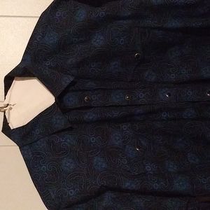 Mens Panhandle Blue & Black Casual Button Down Long Sleeve Shirt